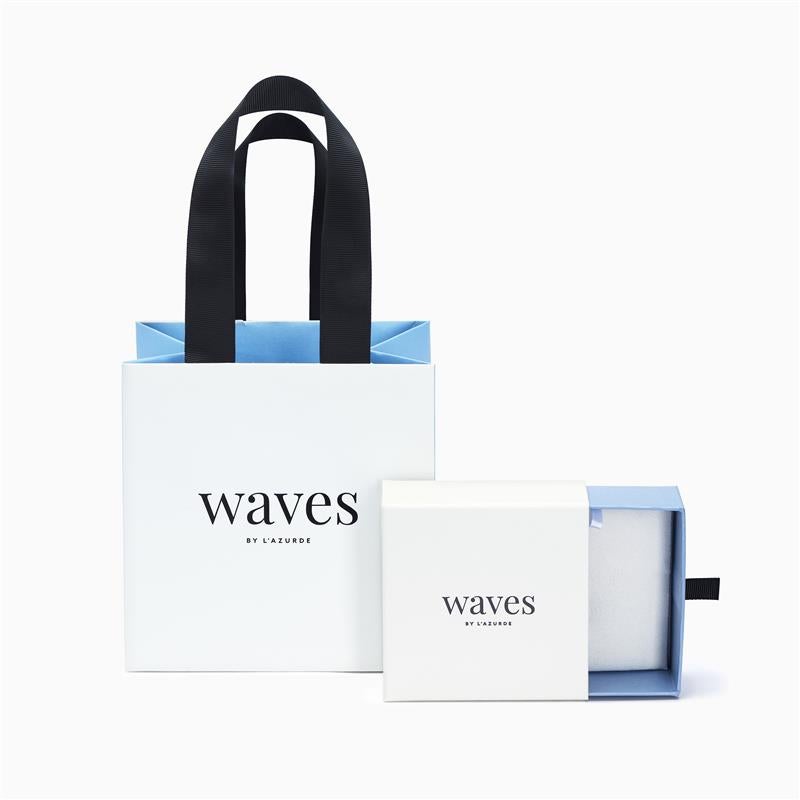 Waves by L'azurde Pale Pink Stone Gold Plated Hoop Earrings - Image 5